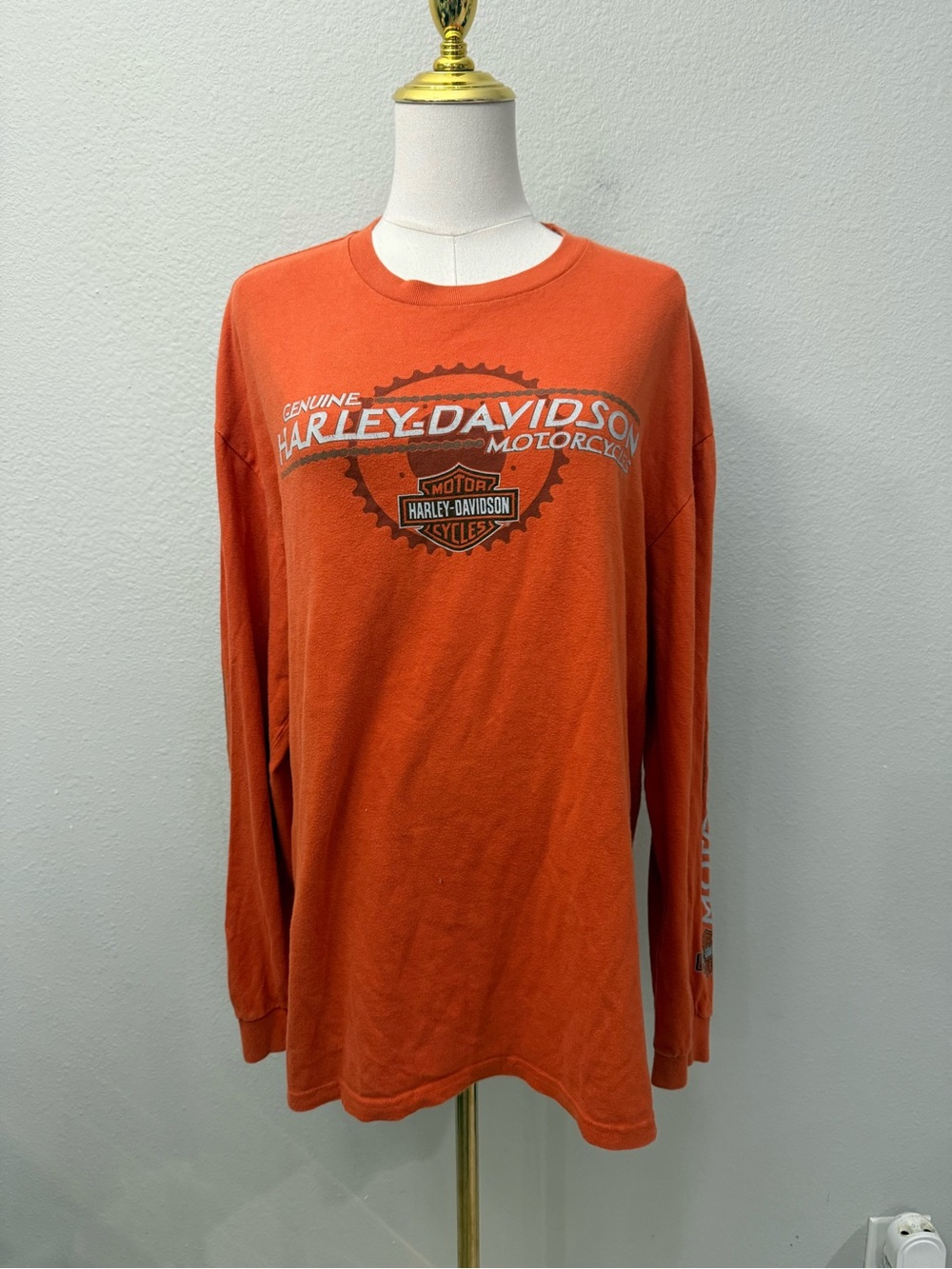 Harley-Davidson Men's Orange Long-Sleeve Logo Shirt XL